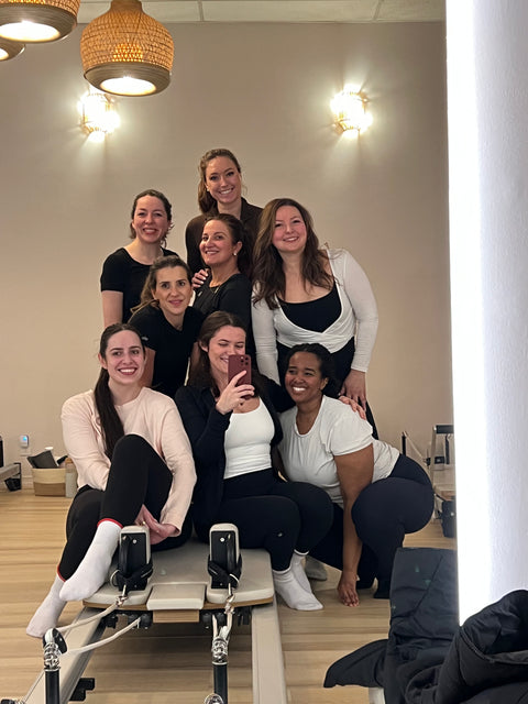 BOLD grip socks worn in a Pilates studio